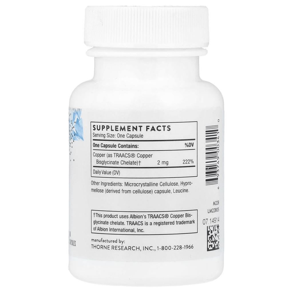 Copper Bisglycinate, 60 Capsules (2Mg Per Capsule)