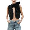 Zara Модный передний открытый яркий трикотажный жилет женский топ черный 4192121-800