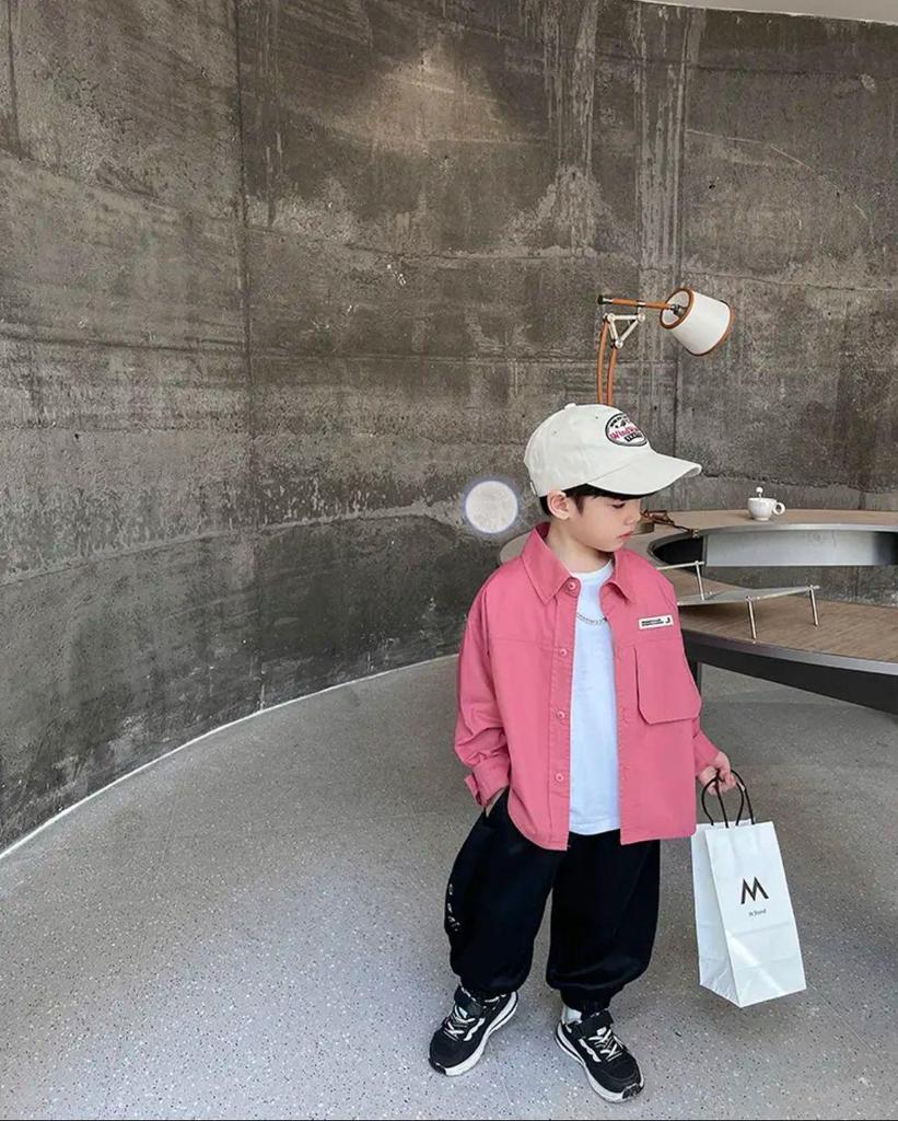 Новая детская рубашка с длинным рукавом в рабочем стиле - корейская мода для мальчиков и девочек, идеально подходит для весны и осени