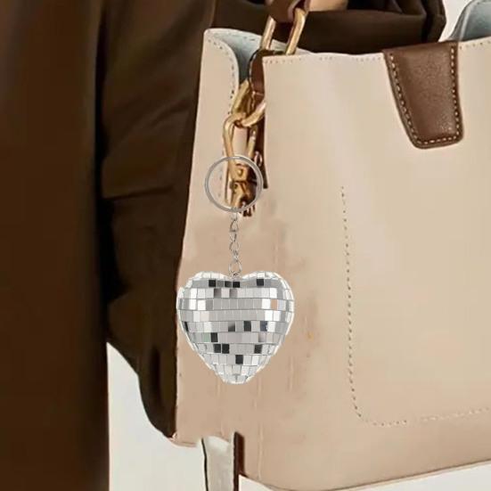 Брелок в форме сердца в виде диско-шара, зеркальный шар, подвесной брелок, сумка, брелок, хеллоуин, рождественский подарок