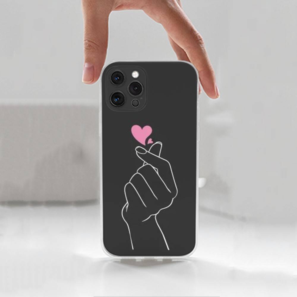 Lovely Hand Heart Case For iPhone Max,14,16,X,13,XR,SE,12,15,Pro,17,Plus,11,XS,Mini Transparent Soft Cover