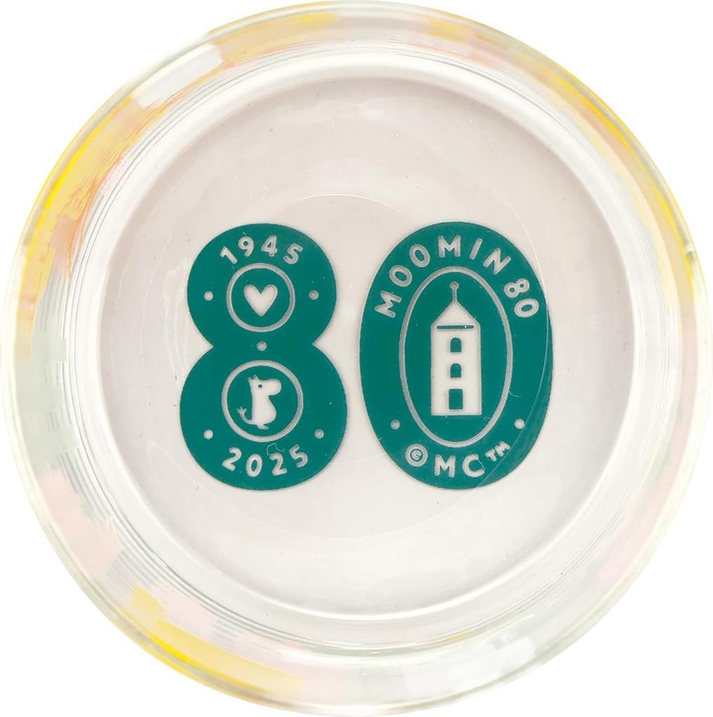 MOOMIN 80th Anniversary Juice Glass 8x8cm Play Yamaka Made In Japan Cup, Tumbler, Large, 330ml, Approx. Diameter, Art, Snufkin, Clear, MM9304-813,