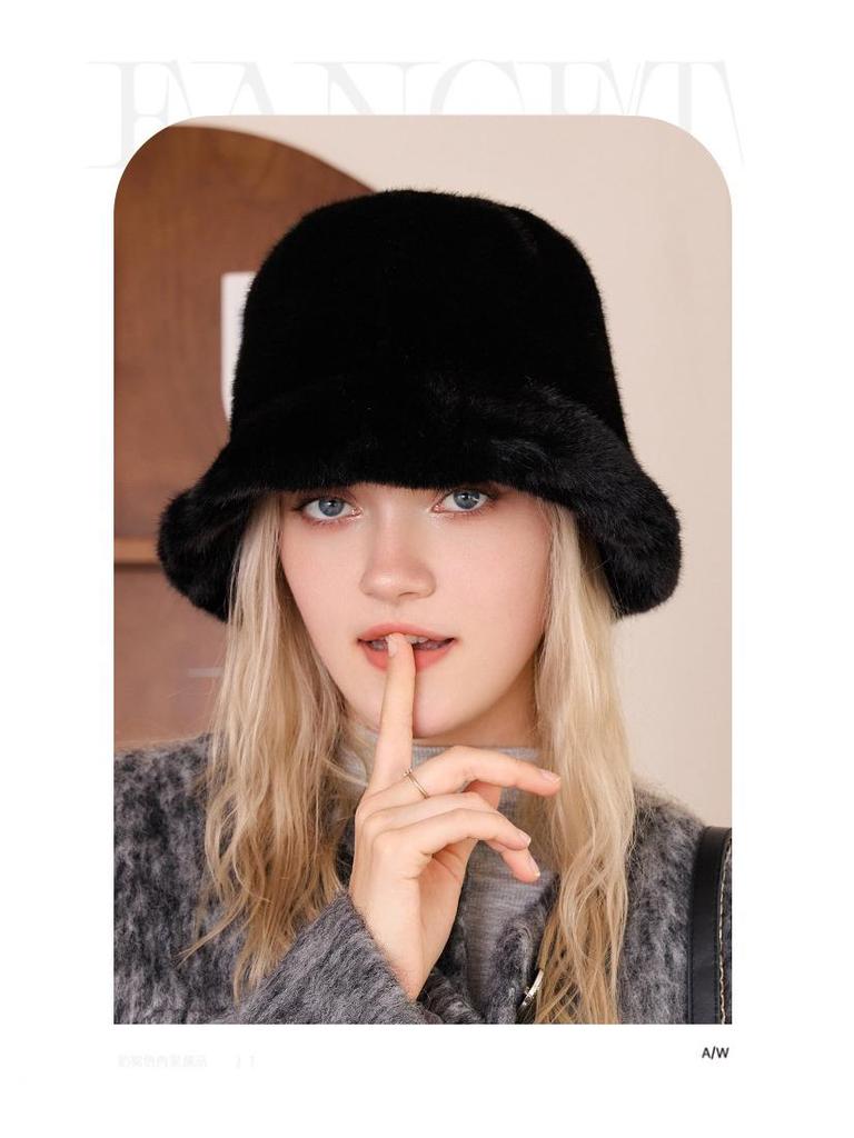 Женская плюшевая шляпа-рыбачка из искусственного меха - Теплая, стильная и универсальная для осени и зимы