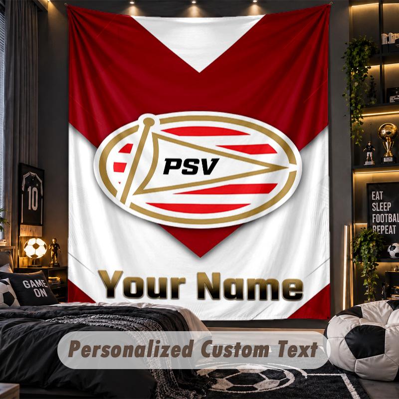 TapestryPSV Eindhoven FC Custom Name Text Personalized Wall Hanging Tapestry Home Wall Decor