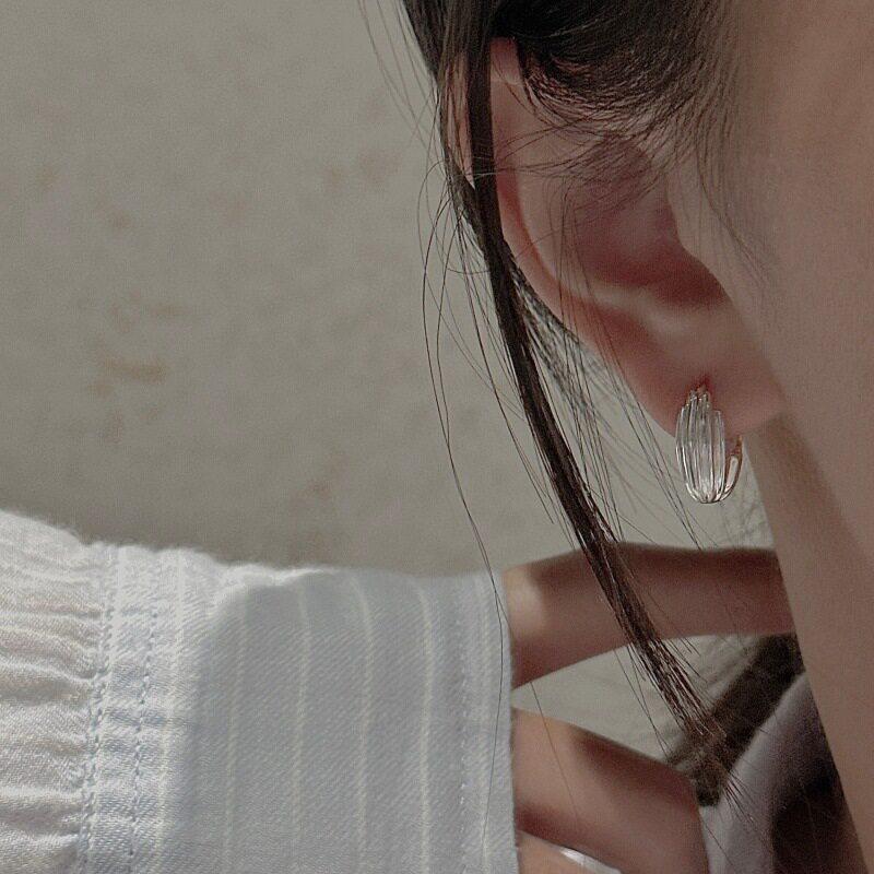 VENTFILLE 925 Sterling Silve Hoop New Chinese Style Earring for Women Versatile Seed Texture Sensation Jewelry Gift Dropship