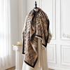 Модный Зимний Кашемировый Шарф-Палантин Для Женщин - С бахромой, Винтажный, С Цветочным Принтом в Стиле Масляной Живописи, Толстый Шарф и Пончо