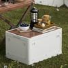 Foldable Outdoor Camping Storage Box with Wooden Lid - Trunk Organizer for Travel and Picnic Essentials
