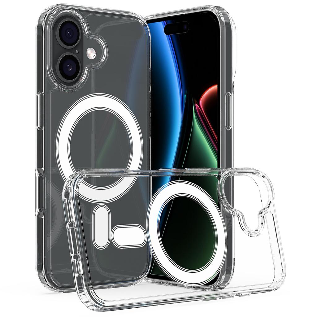 For iPhone 17 Clear Phone Case Compatible with MagSafe TPU+Acrylic Back Cover