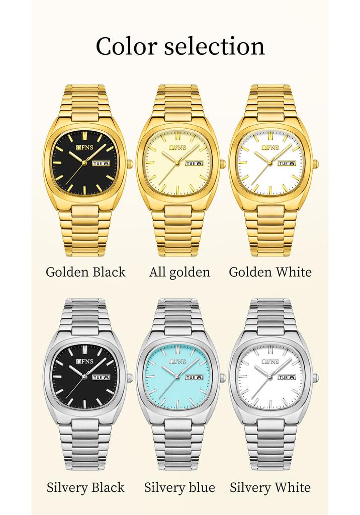 OFNS New 1566 Business Women's Quartz Watch Double Calendar Waterproof Night Light Women's Niche Business Quartz Watch