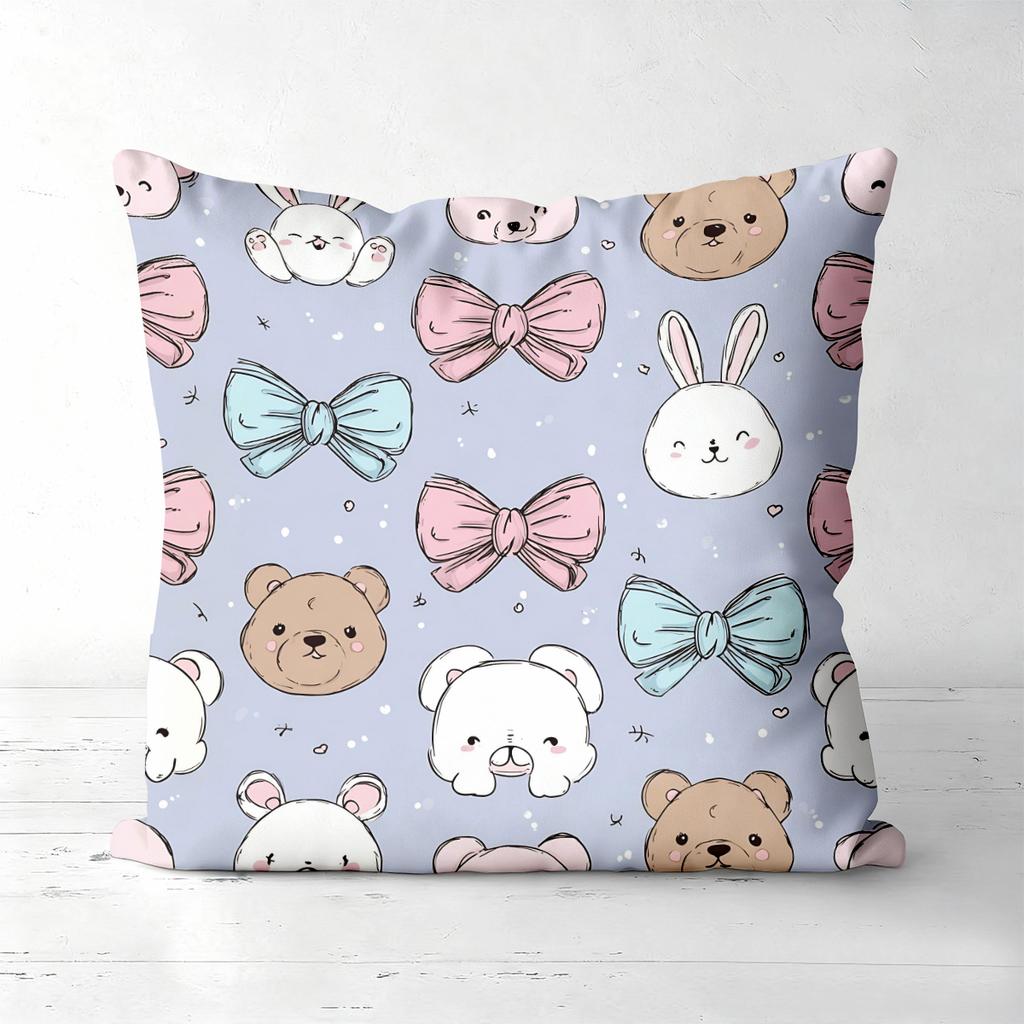 1 Pieces Cute Animal Bow Pattern Decorative Cushion Pillow Polyester pillowcase, sofa decorative cushion cov Headboard Pillow