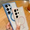 For Samsung Galaxy S25 Ultra Luxury Magsafe Magnetic Matte Frame Transparent Phone Case For Samsung S22 S23 S24FE S25 Plus Cover