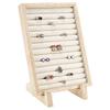 1set Wood Finger Ring Organizer Holder with Velvet Mat and Wooden Display Pedestals Rectangle BurlyWood 25x18.1x2.6cm