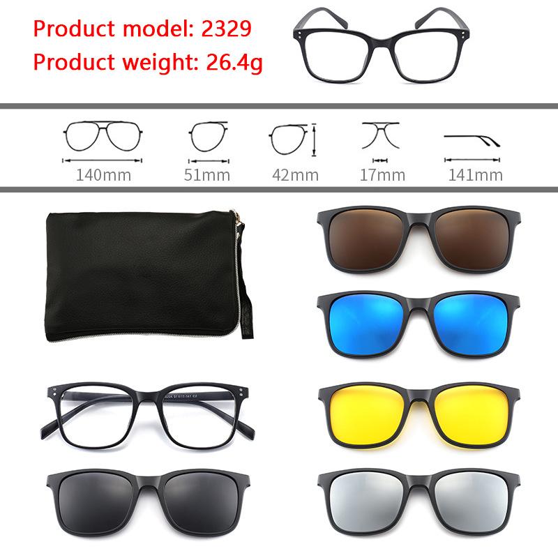 6 In 1 Polarized Sunglasses Men Women Magnetic Clip On Glasses  Optical Prescription Eyeglass Frames Magnet Clips