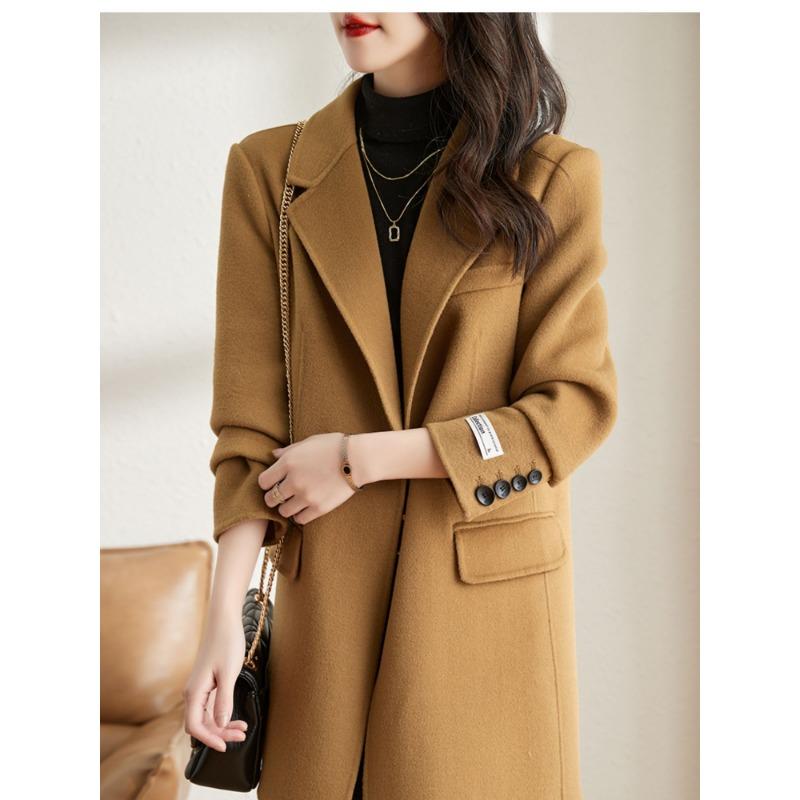 Модное свободное шерстяное пальто для женщин, осенне-зимняя длинная куртка в корейском стиле