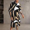 Men s Plus Size Round Neck Short Sleeve Printed Top And Shorts Two Piece Set