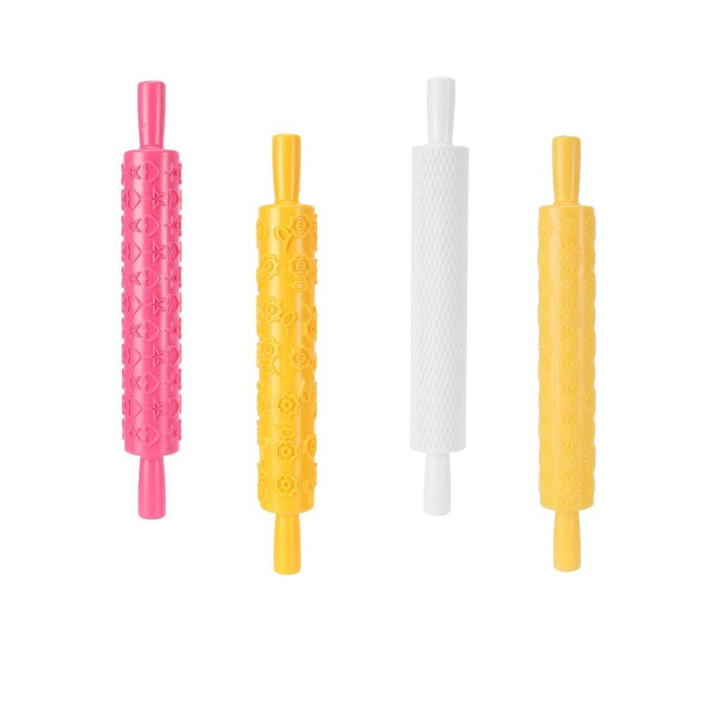 Non-Stick Cake Rolling Pin PP Plastic Dough Roller Durable Embossing Rolling Pin Clay Craft