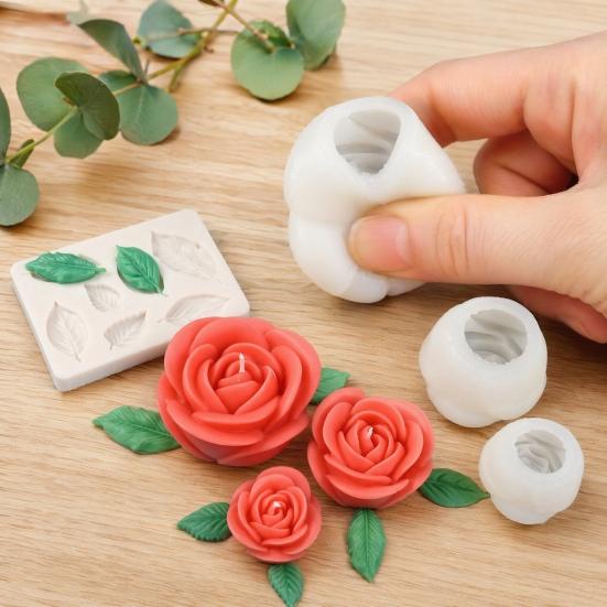 4 шт. Силиконовая форма для цветов, DIY форма для изготовления свечей-роз, мыла, Гибкая форма из эпоксидной смолы для шоколада, Выпечки, Поделок, Подарка