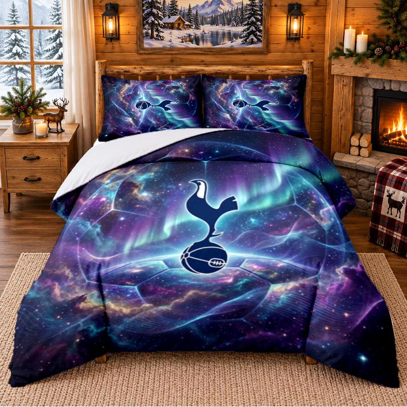 Печатный комплект постельного белья из 3 предметов с узором Tottenham Hotspur, простыня, наволочка для декора спальни