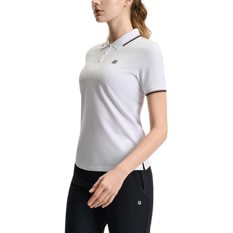 Fila Athletics Tennis Series Soft Comfortable Casual Versatile Short Sleeve Polo Shirt Women Tops Jade-White A11W523133F-WT
