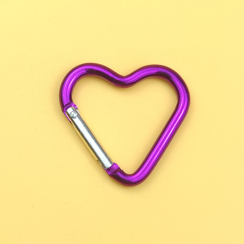 Heart-shaped Aluminum Carabiner Key Chain Clip Outdoor Camping Keyring Spring Hook Water Bottle Hanging Buckle Travel Accessory