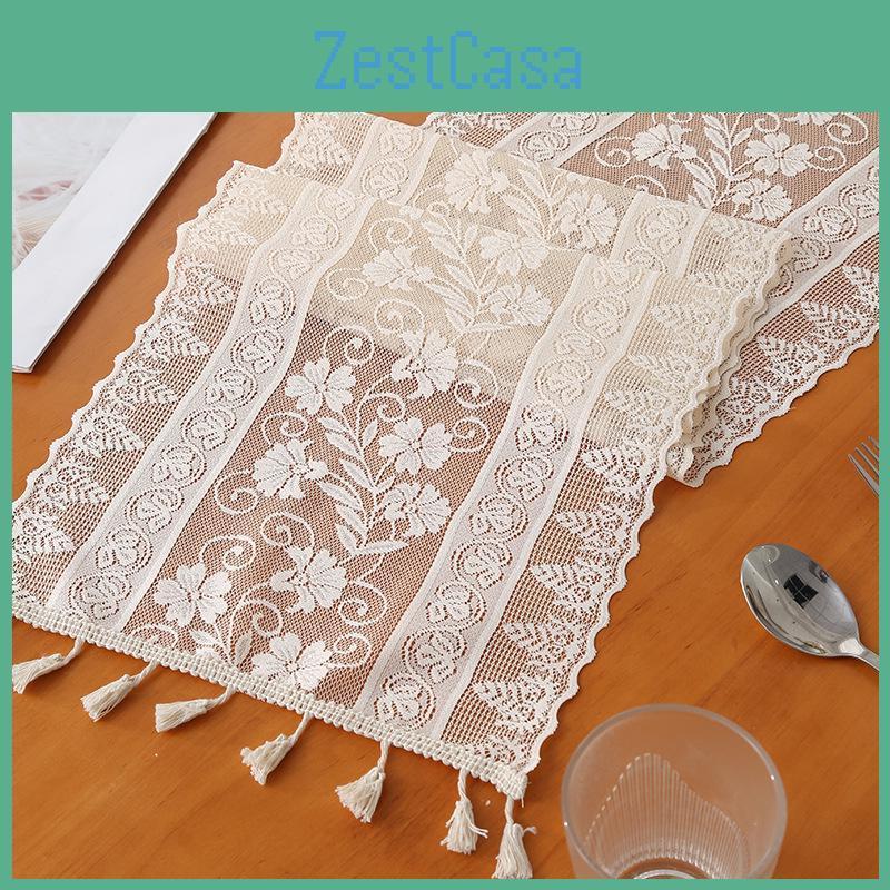 Lace Table Elegant Nordic White Runner With Crochet Tassels Perfect For Dining Or Coffee Tables Ideal For Christmas Decor