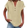 Women's Fashion Casual Solid Colour V-Neck Short Sleeve Button Down Shirt T-Shirt Top