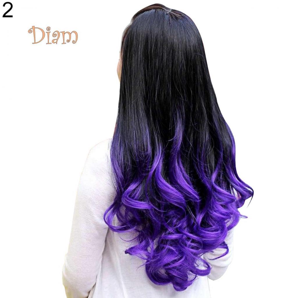 Tenfyer Женский Длинный Кудрявый Волнистый Градиентный Цвет Омбре Три Четверти Полный Парик Волос