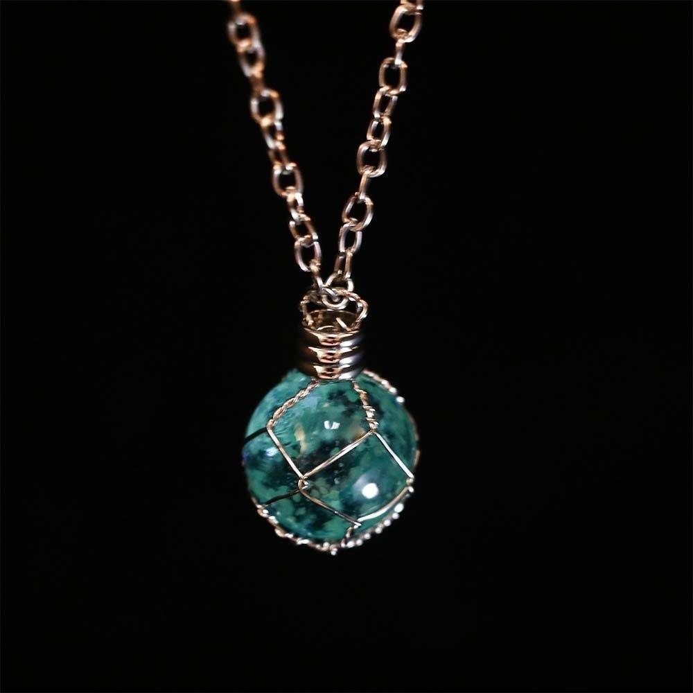 Green Blue Luminous Ball Neck Chain Glass Luminous Pendant Luminous Glass Necklace Photo Props