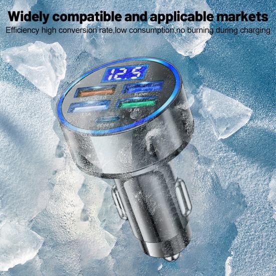 Адаптер автомобильного зарядного устройства, конструкция с несколькими портами, высокая термостойкость, 250 Вт, быстрая эффективная зарядка, USB-зарядное устройство для телефона типа C