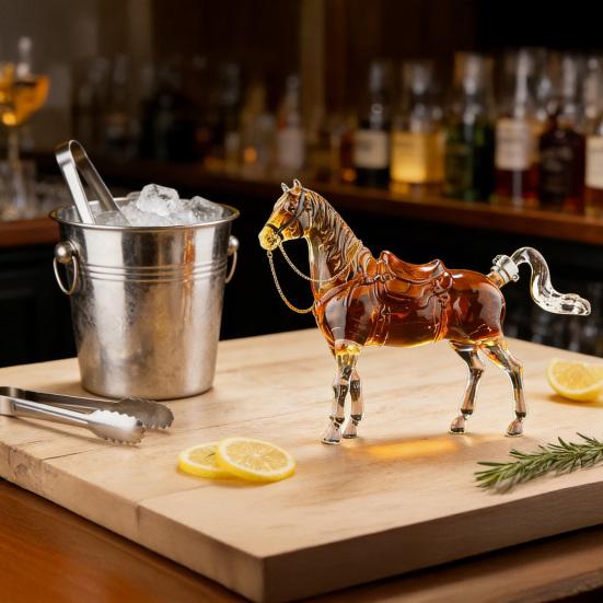 Декантер для виски "Лошадь" Ручная работа Высокоборосиликатное стекло Диспенсер для алкоголя Тема Дикого Запада Подарочная коробка для алкоголя для мужчин День отца День рождения