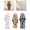 Bohemian Macrames Wall Hangings Woven Dream Catcher Cotton Handmade Bohemian with Leaf Tassels Craft Ornament