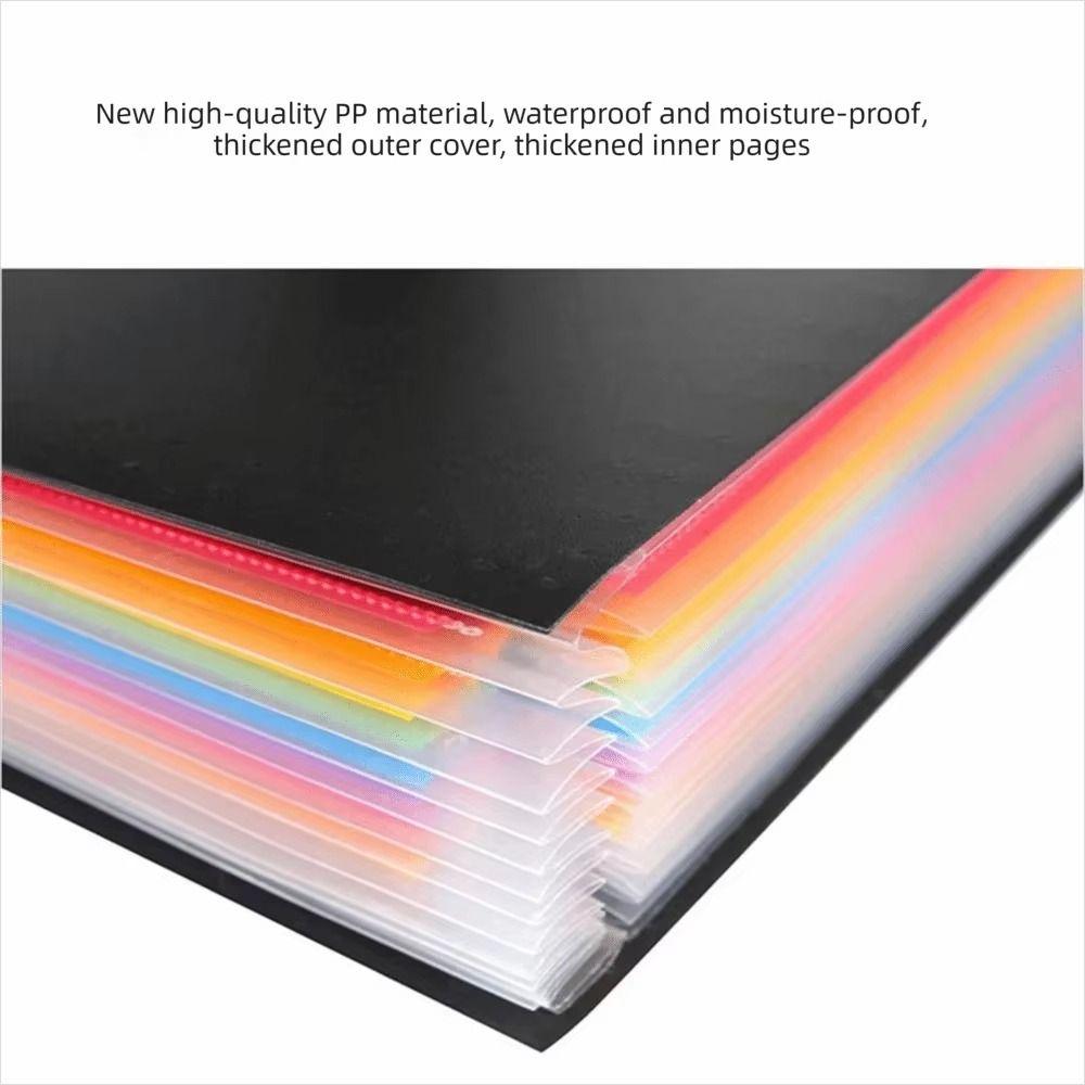 Colorful Inner Expanded File Folders Buckle Closure Pocket File Holder A4 Document Bag Home
