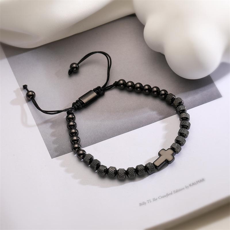 Luxury Stainless Steel Cross Charms Man Bracelet For Women Titanium Steel Beaded Jewelry Gift