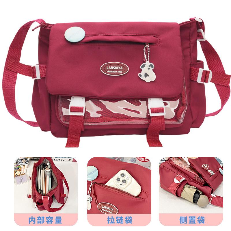 Новая сумка-мессенджер в стиле колледжа, школьная сумка, милая девичья японская студенческая сумка через плечо большой вместимости, простая и универсальная сумка