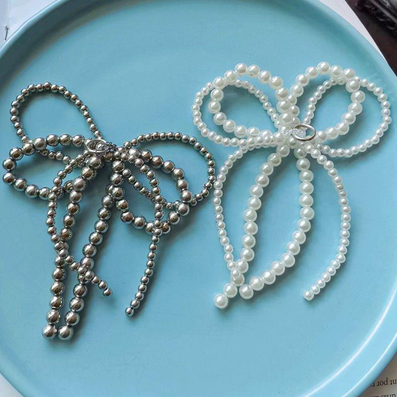 Elegant Pearl Bowknot Charm For Jewelry Making Diys Keychain Necklace Earrings Crafts Shoe Buckle Ornament Accessories