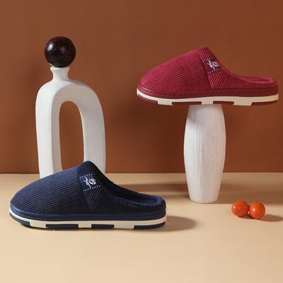 Модные мужские новые хлопковые тапочки зимние теплые утолщенные парные стеганые плюшевые домашние тканевые тапочки