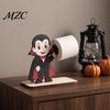 Novelty Kitchen Accessories 2Pcs Halloween Paper Towel Holder, Cartoon Animal Tabletop Roll Dispenser, Wooden Festive Home Accents Tissue Stand