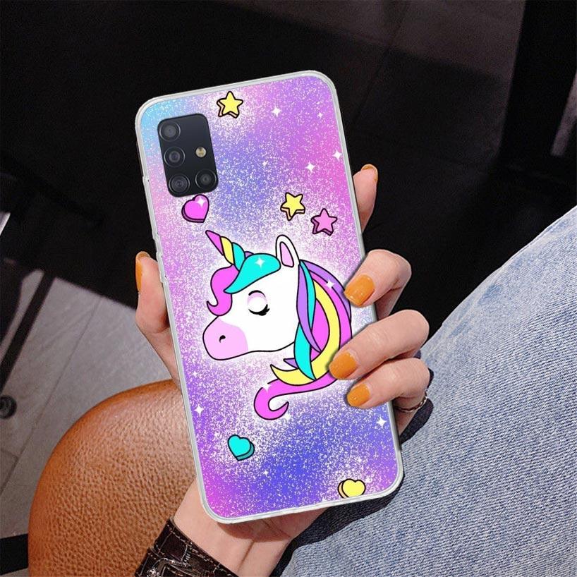 Pink Unicorn Rainbow Phone Case For Samsung Galaxy A52 A32 A22 A12 A51 A31 A50S A30S A20S A10S Note 20 Ultra 10 Plus S10 A72 A71