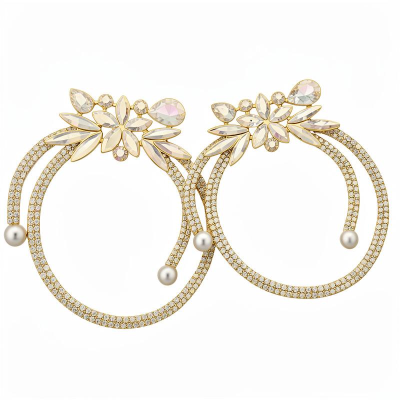 Crystal Water Drop Pearl Pendant Earrings Retro Exquisite Luxury Temperament Ear Jewelry