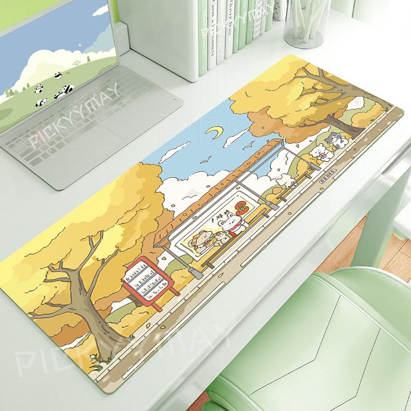 Cute Gaming Mousepads Desk Rug Gamer Mousepad Large Mouse Mat Kawaii Anime Desk Pads Keyboard Mats Green Mouse Pad xmm