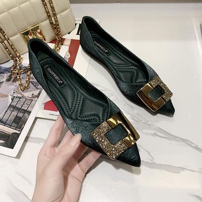 Модные туфли для женщин с острым носком, черные вечерние туфли со стразами и бриллиантами, женские туфли на плоской подошве, скидка на распродажу в корейском стиле, весна