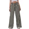 Женские модные полосатые брюки с завязками на талии, широкими карманами и свободными повседневными брюками