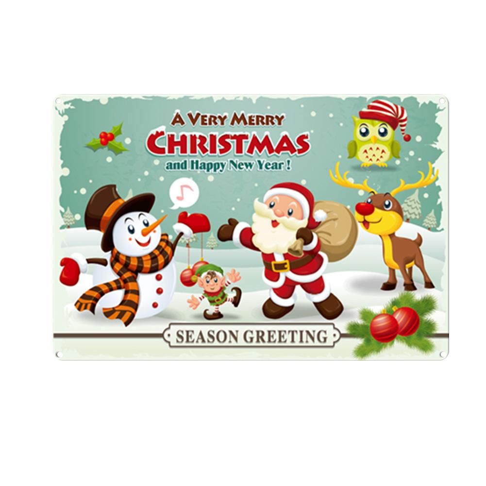 С Рождеством металлическая жестяная вывеска доска Санта-Клаус плакаты Новый год железная живопись домашний бар кафе паб украшения настенные художественные тарелки