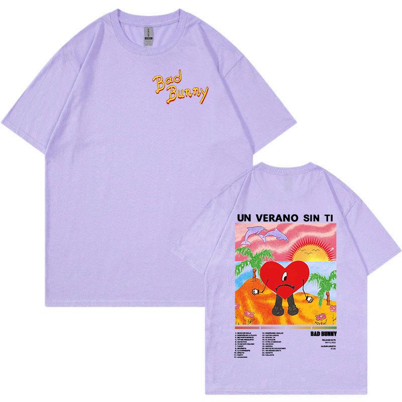 Футболка с графическим принтом Bad Bunny Un Verano Sin Ti, одежда унисекс, модные футболки в стиле хип-хоп с короткими рукавами, уличная одежда унисекс