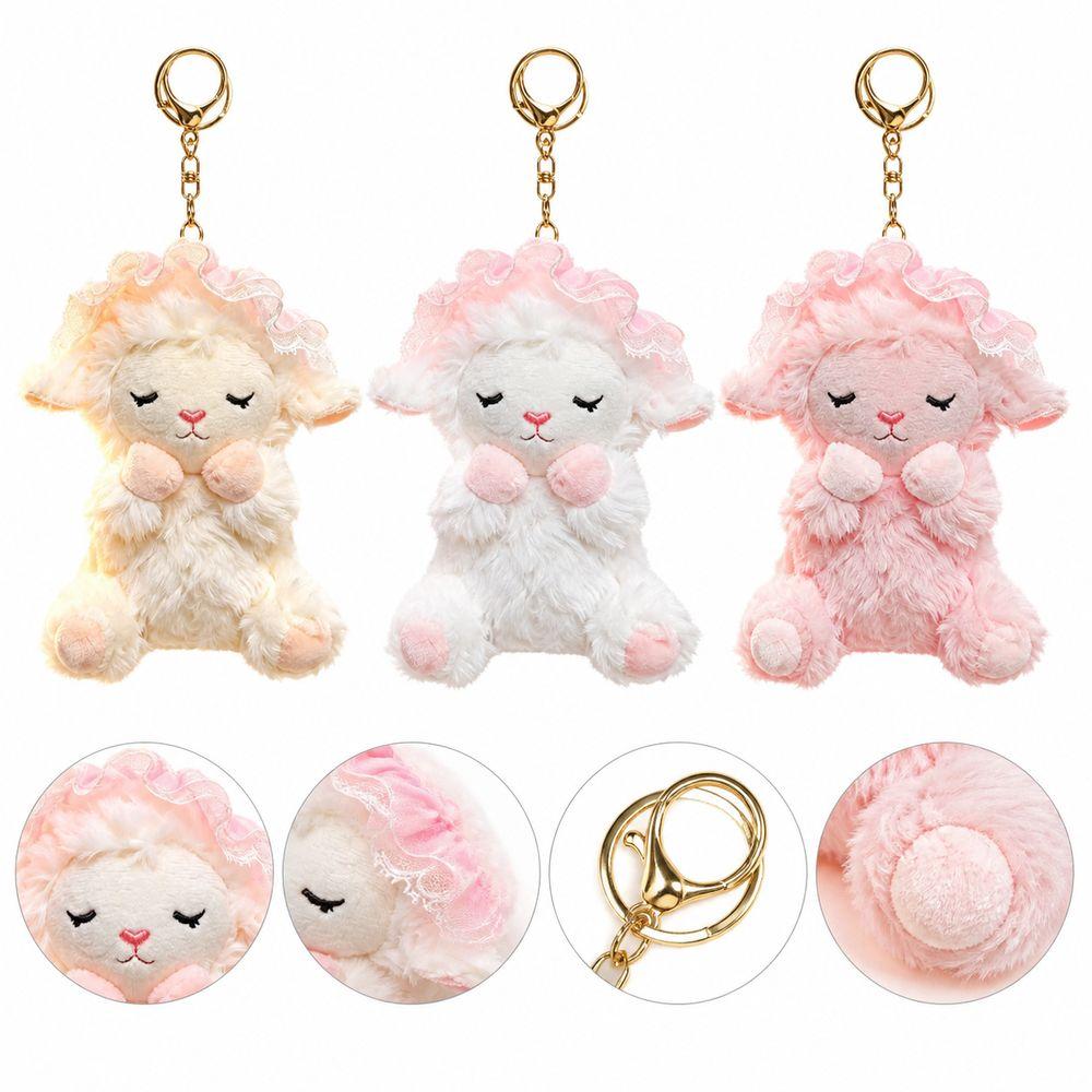 Polyester Filling Lamb Plush Keychain Curly Fur Lamb Keyring Cute Sheep Bag Charm Key Accessories
