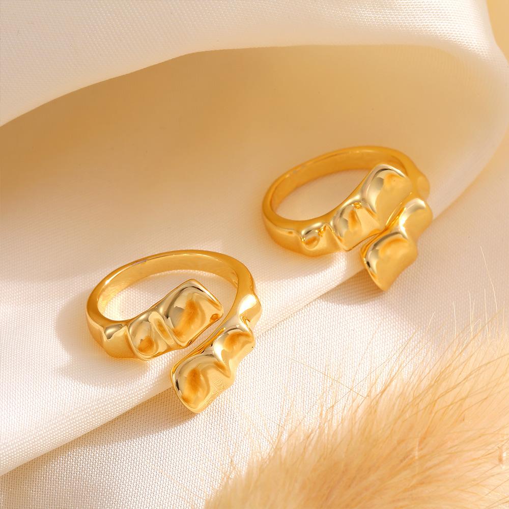 Кольцо Wind Irregular Karst Opening Ring из 18-каратного настоящего золота с индивидуальным дизайном и особой формой для указательного пальца
