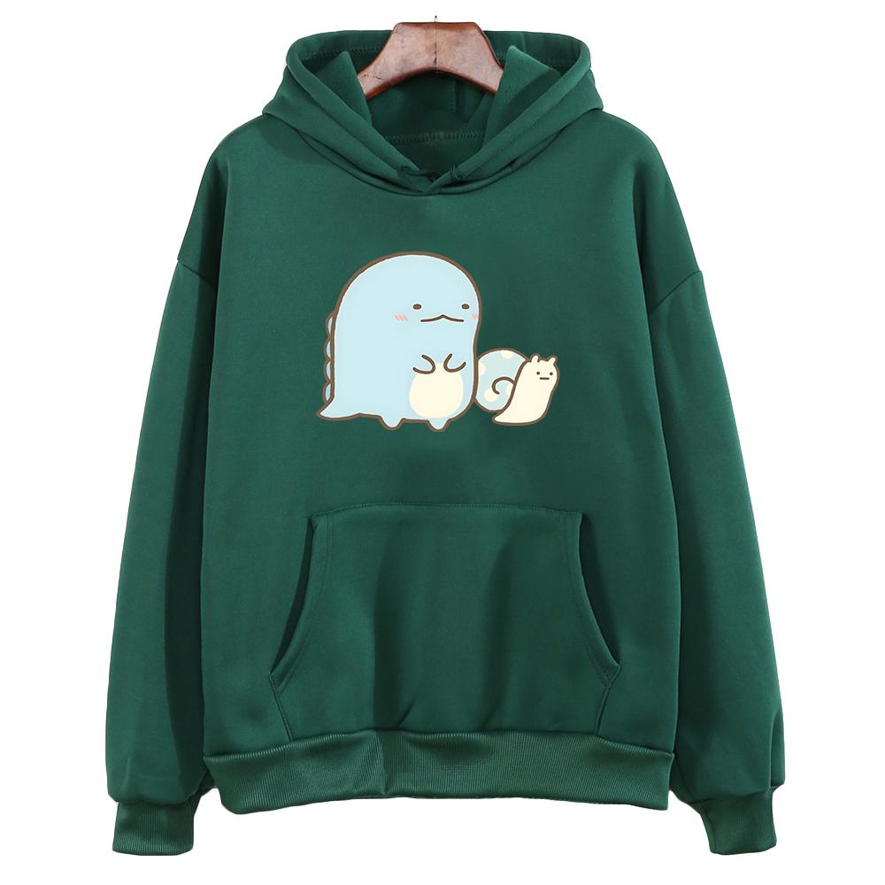 Толстовка с рисунком Dinasour Kawaii Sumikko Gurashi, толстовки для девочек, повседневные пуловеры с длинными рукавами и рисунком для женщин и мужчин, топы