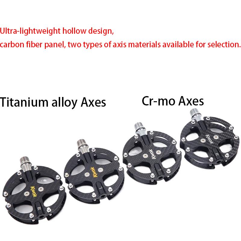 Kwok Carbon Fiber Bicycle Pedals Ultralight MTB Road 3 Bearing Pedals Titanium Alloy Axle Light Weight Bike Pedals Cycling Part