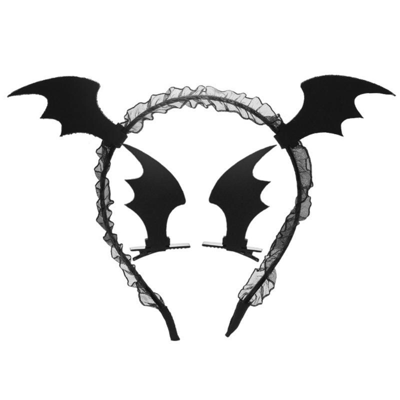 Хэллоуин Повязка на голову в форме крыльев летучей мыши Готика Детская Женская Заколка Готическая Заколка для волос для вечеринок в домах с привидениями для украшения головы