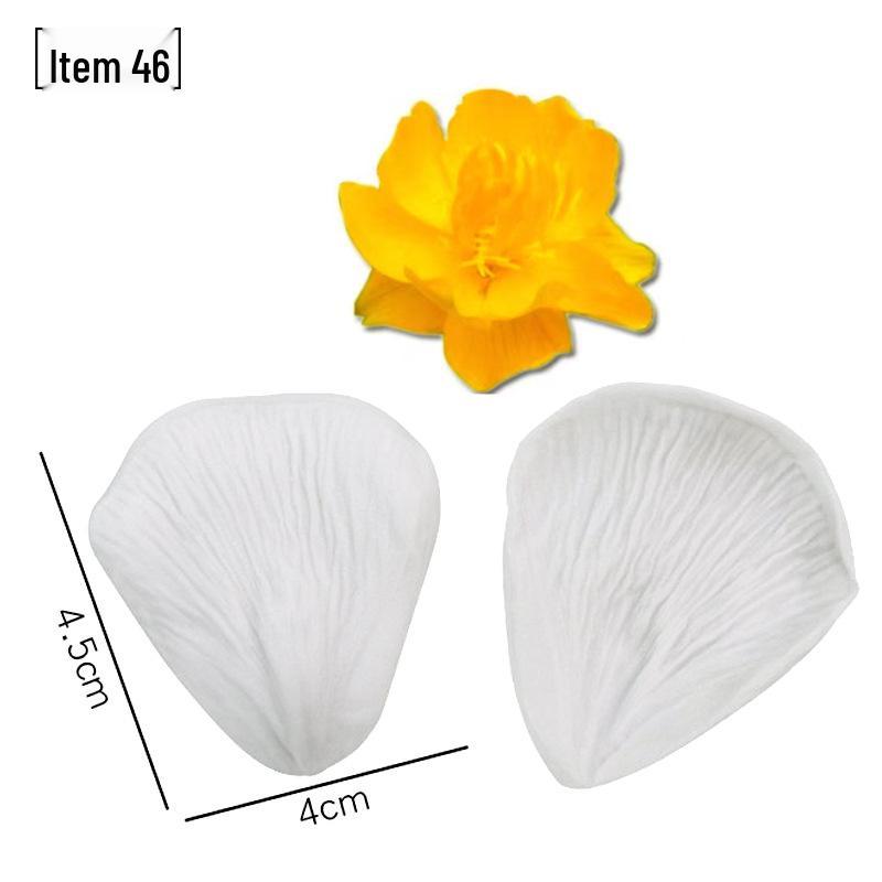 Силиконовая форма для мастики - Набор лепестков и листьев, пищевая, для тиснения на дереве и цветах.